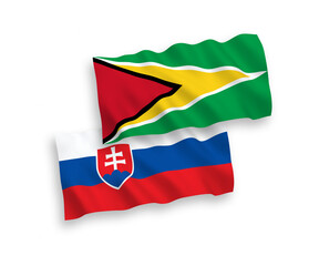 Flags of Slovakia and Co-operative Republic of Guyana on a white background