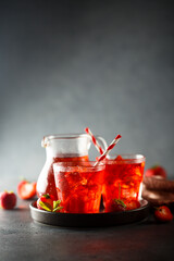 Refreshing strawberry drink served for two