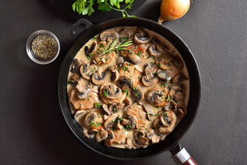 Pork medallions in mushroom gravy