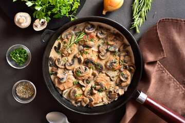 Pork medallions in mushroom gravy