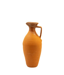 Clay jug is isolated on the white background 