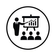 Class, presentation, board icon. Black vector design.