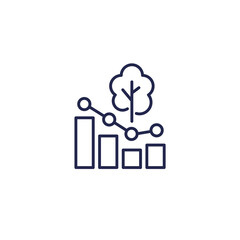 deforestation line icon, reduction in forest area