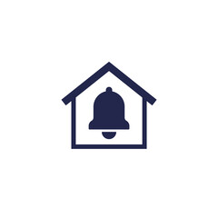 house and notification icon on white
