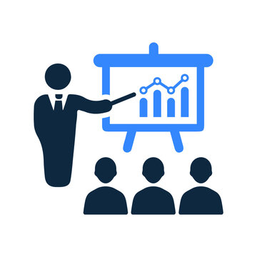 blue presentation icon: business meeting clip art preview