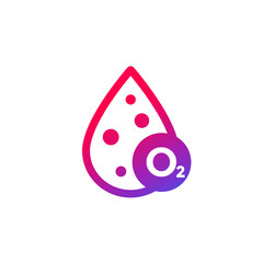 oxygen in blood icon, O2 monitoring