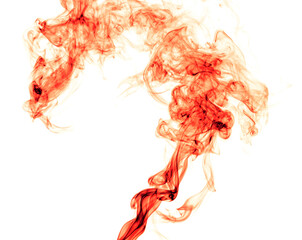 Red smoke on a white background.