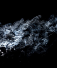 Smoke isolated on black background.