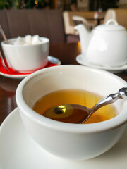 Tea in a cup on a table
