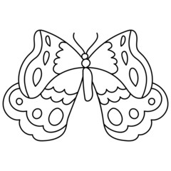 Butterfly fantasy outline, doodle coloring page for toddlers insect world vector illustration