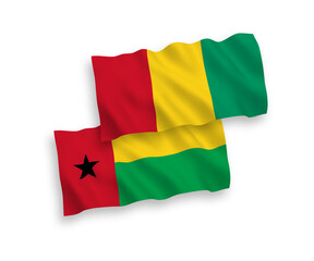 Flags of Republic of Guinea Bissau and Guinea on a white background