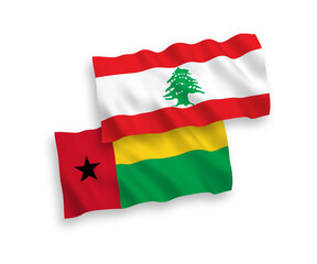 Flags of Republic of Guinea Bissau and Lebanon on a white background