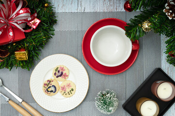 Christmas decorations with red gift box