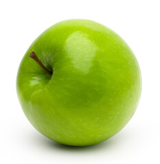 fresh green apple fruit isolated on white background, with clipping path, single.