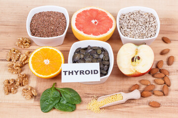 Best food for healthy thyroid. Natural eating as source vitamins