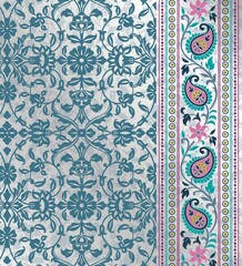 wedding card design, traditional paisley floral pattern , royal India	