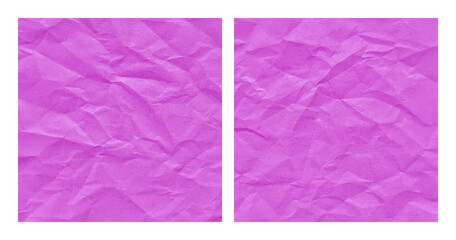 Realistic crumpled purple paper texture background set