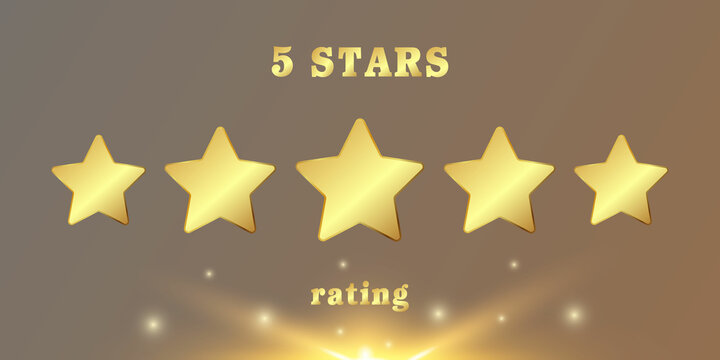 An adorable set of five stars for a rating. 3 D. Vector illustration.