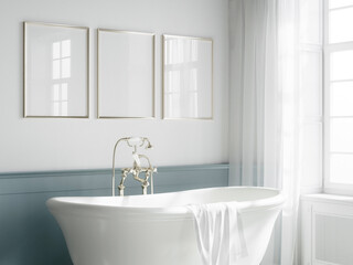 bathroom interior frame mockup, 3D render