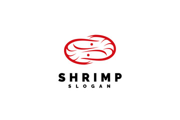 Seafood shrimp logo template design vector illustration