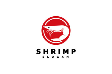 Seafood shrimp logo template design vector illustration