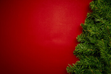 Christmas background composition on a red background