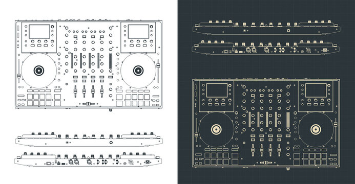 DJ controller blueprints illustration