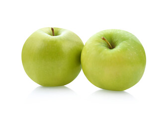one green cut apple isolated on white background clipping path