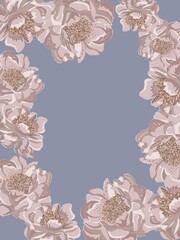 Sfondo viola peonie rosa cornice botanica floreale  © Kateryna Kovarzh