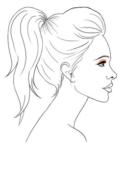 Woman's Face From The Side, With Her Hair Tied Back