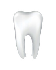 White shining human tooth. Dental medical icon. Stomatology clinic symbol. Teeth protection, oral or tooth care. Teeth restoration