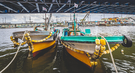 정착중인 고기잡이 배