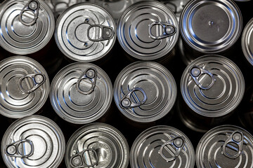 A High Angle View of Cans of Food