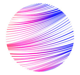 Design elements. Wave of many purple lines circle ring. Abstract vertical wavy stripes on white background isolated. Vector illustration EPS 10. Colourful waves with lines created using Blend Tool