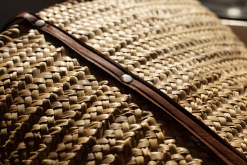 Straw bag with leather handles