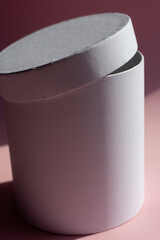 Pink gift box on pink background