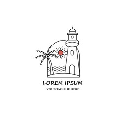 lighthouse sammer logo line art minimalist logo design