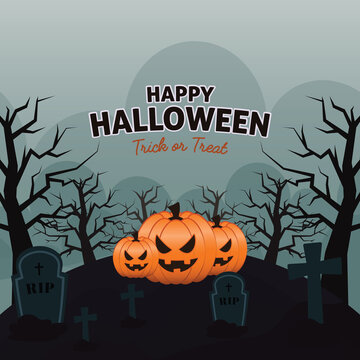 Square halloween background banner for social media post vector