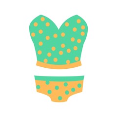 Underwear clothes vector illustration. Female top and underpants with polka dot Isolated flat vector object on white background