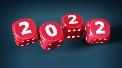 Red Dice Forming the Number 2022