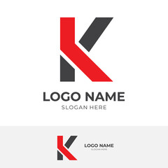 initial K logo design with flat red and black color style