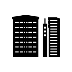 Skyscraper in Male glyph icon. Maldives construction. Coral island. Exotic vacation. Isolated vector stock illustration