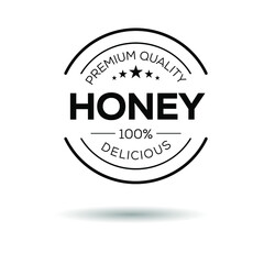 Creative (honey) logo, honey sticker, vector illustration.