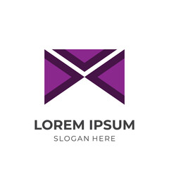 Naklejka premium abstract letter M logo design template concept vector with flat purple color style