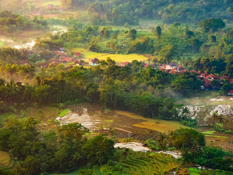 village in the mountain bird view