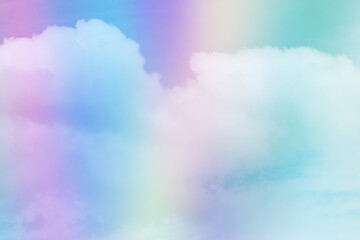 Plakat beauty sweet yellow green colorful with fluffy clouds on sky. multi color rainbow image. abstract fantasy growing light