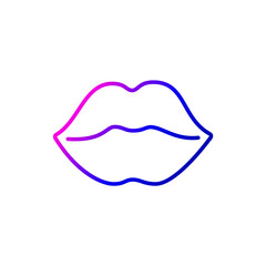 Woman lips outline icon. Sex shop logotype. Beauty shop sign. Purple gradient symbol. Isolated vector illustration