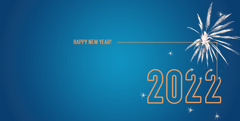 Happy New Year 2022! Blue background