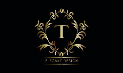 Vintage bronze logo with the letter T. Exquisite monogram, business sign, identity for a hotel, restaurant, jewelry.