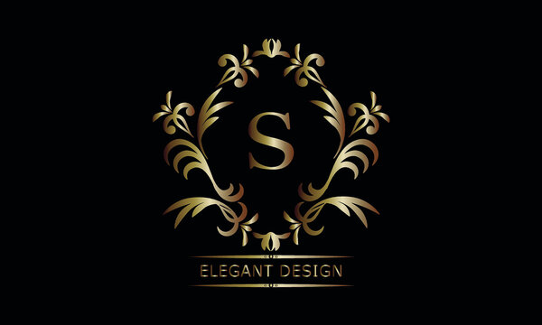 Vintage bronze logo with the letter S. Exquisite monogram, business sign, identity for a hotel, restaurant, jewelry.